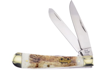 Image of Frost Trapper Deer Stag Folding Knife, Mirror SS Clip/ Spey Blades, Stag Bone Handle, SW-108DS