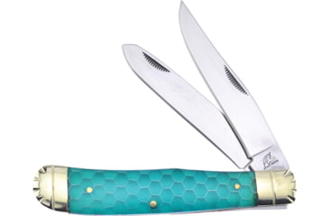 Image of Frost Trapper Ocoee River Folding Knife, Mirror finish stainless clip and spey blades, Glow in the Dark resin handle, OC-108GR/GL