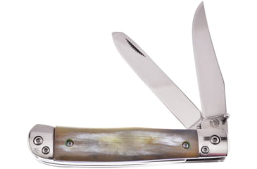 Image of Frost Trapper Ox Horn Folding Knife, 4.13in Closed, Mirror 440 Stainless Clip/Spey Blades, Ox Hornorn Handle, OC-173OX