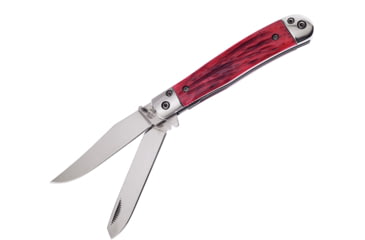 Image of Frost Trapper Red Pick Bone Folding Knife, 4.13in Closed, Mirror 440 Stainless Clip/Spey Blades, Red Pick Bone Handle, OC-173RPB