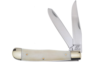 Image of Frost Trapper Smooth Bone Folding Knife, 4.25in Closed, Mirror Stainless Clip/Spey Blades, White Smooth Bone Handle, OC-108WSB/NS