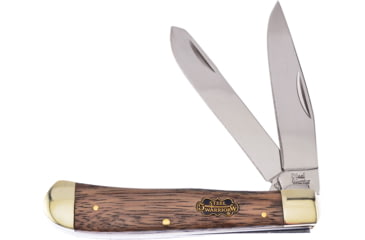 Image of Frost Trapper Zebrawood Folding Knife, 4.25in Closed, Mirror Stainless Clip/Spey Blades, Zebra Wood Handle, SW-108ZW