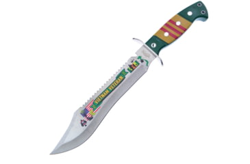 Image of Frost Vietnam Vet Bowie Knife, 9.63 stainless blade, Green, yellow, and red ABS handle, FC-50V