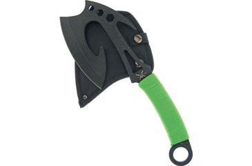 Image of Frost Zombie Axe Axe, Stainless Steel, Standard Edge, Black, Green, Cord Wrapped Handle FTA063