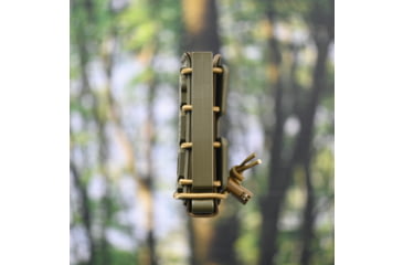 Image of G-Code Pistol Soft Shell Scorpion Tall Mag Carrier w/ P1/P2/P3 Molle and Belt Mounts, Ambidextrious, OD Green Frame/Tan Shell, Tall, SS-P1-123-GNTN