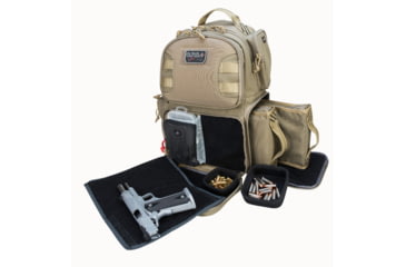 Image of G*Outdoors GPS-T1610BPT Tactical Range Backpack Tan 1000D Nylon 2 Handguns