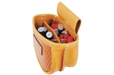 Image of GPS Leather Double Shell Pouch Basket Weave holds 50 shells GPS-L760-2