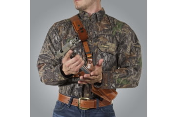 Image of Galco Great Alaskan Shoulder Holster System, Colt SAA 4.75in .357 Magnum/.44 Special/.45 S&amp;W, Ruger Blackhawk .357/.44/.45 4.625in, Ruger Vaquero .357/.44/.45 4.625in, Right, Plain, Tan, GA142