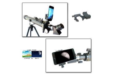 Image of 700mm X 60mm Refractor Telescope and Smartphone Photo Adapter Kit, Black