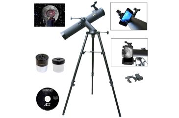 Image of Galileo Astronomical Reflector Telescope and #G-SPA Smartphone Adapter, Black, 800x90mm, SS-80090TR
