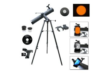 Image of Galileo Tracker 800mm x 90mm Reflector Telescope w/Solar Filter Cap + Smart Phone Adapter, Black, NSN N, SS-80090TRSF