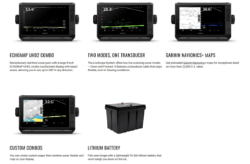 Image of Garmin ECHOMAP LiveScope Plus Lithium Ion Ice Fishing Bundle, 010-02688-35