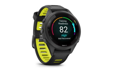 Image of Garmin Forerunner 265S Watch, Black Bezel and Case w/ Black/Amp Yellow Silicone Band, 010-02810-03