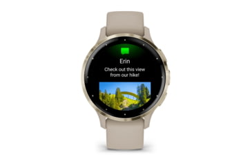 Image of Garmin Venu 3S Watch, Soft Gold Stainless Steel Bezel w/ French Gray Case and Silicone Band, 010-02785-02