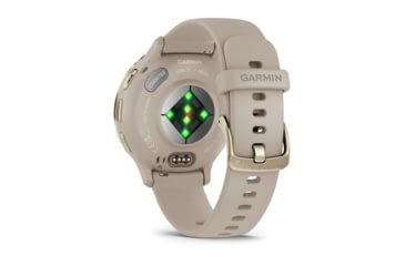 Image of Garmin Venu 3S Watch, Soft Gold Stainless Steel Bezel w/ French Gray Case and Silicone Band, 010-02785-02