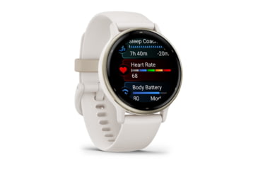 Image of Garmin Vivoactive 5 Watch, Cream Gold Aluminum Bezel w/ Ivory Case and Silicone Band, 010-02862-11