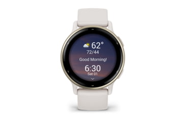 Image of Garmin Vivoactive 5 Watch, Cream Gold Aluminum Bezel w/ Ivory Case and Silicone Band, 010-02862-11