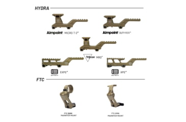 Image of GBRS Group Hydra x UNITYTM 2.91 FTC Magnifier Diving Board Mount Bundle, 30mm, EOTECH XPS, FDE, One Size, HYDRA2FTC-XPS30MM-FDE