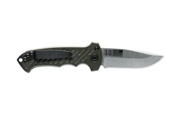 Image of Gerber 06 Auto Automatic Folding Knife, 10-th Anniversary, 8.7 in Overall, 3.5 in S30V Plain Drop Point Stonewash Blade, G10 Olive Drab Handle, 30-001263