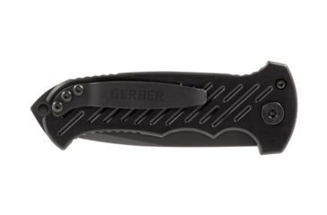 Image of Gerber 06 Auto Automatic Folding Knife, 8.5 in Overall, 3.8 in S30V Serrated Drop Point Black Oxide Blade, Hard Anodized 6061-T6 Machined Aluminum Black Handle, 30-000377
