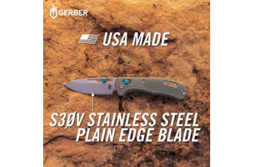 Image of Gerber Assert Pivot Lock Black Folding Knife, 4in Closed, 3in Black Stonewash S30V Stainless Steel Blade, Black Nylon Handle, 30-001919