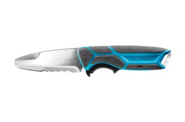 Image of Gerber Crossriver Fixed Blade Knife, 3in, 9CR18MOV Steel Blade, Salt-Resistant, Cyan, 31-003591