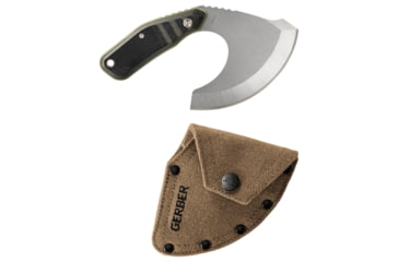 Image of Gerber Downwind Ulu Fixed Blade Knife, 3.5in 7Cr17MoV Steel Stonewash Blade, Olive G-10 Scale Handle, 30-001824
