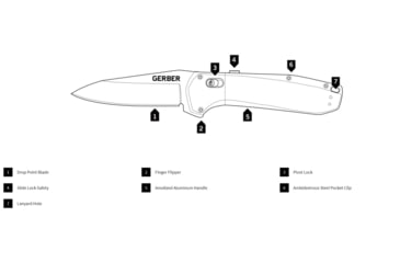 Image of Gerber Highbrow Assist Open Folding Knife, Grey Handle, Plain Edge