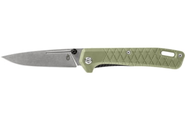 Image of Gerber Zilch Green Folding Knife, 4in Closed, 3in Stonewash 7Cr17MoV Stainless Drop Point Blade, Green Textured GFN Handle, 1067530