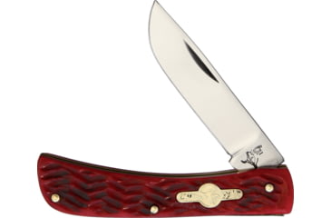 Image of German Bull Dirt Buster Red Folding Knife, 2.75 stainless blade, Red pick bone handle, GB-107RPB