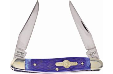 Image of German Bull Muskrat Blue Pick Bone Folding Knife,Stainless Steel,Standard Edge,Mirror Polish,Blue,Bone Handle GB108BLPB