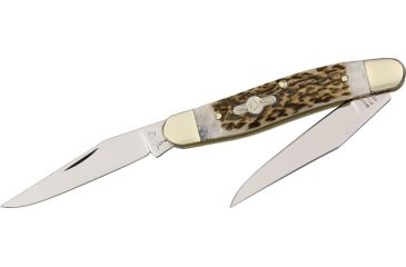 Image of German Bull Muskrat Stag Folding Knife,Twin Clip Blade, Stag Handle GB108