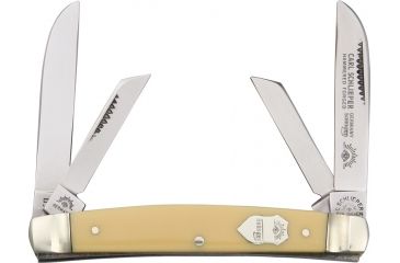 Image of German Eye Four Blade Congress Folding Knife,3.375in closed,Solingen Steel Blade, Yellow Celluloid Handle GE56Y