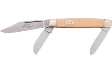 Image of German Eye Jim Bowie Premium Folding Knife,Clip/Spey/Sheepsfoot Blade, Yellow Celluloid Handle JB425Y