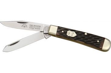 Image of German Eye Mini Trapper Folding Knife,Clip and Spey Blade, Black Jigged Bone Handle GEBJB