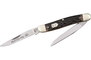 Image of German Eye Muskrat Folding Knife,Twin Clip Blade, Jigged Bone Handle GEMB