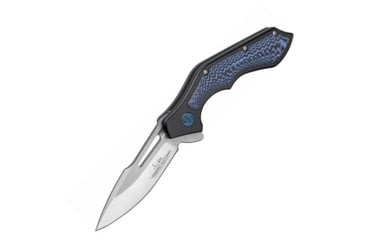 Image of Gil Hibben Hurricane Linerlock Folding Knife, 3.13 satin finish 7Cr17MoV stainless blade, Black aluminum handle with Black and blue G10 onla, GH5081