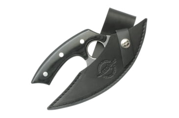 Image of Gil Hibben Legacy Ulu Fixed Blade Knife, 8in Overall, 6.5in 5Cr15Mov SS Blade, Black Pakkawood Handle, Black Leather Sheath., GH5074