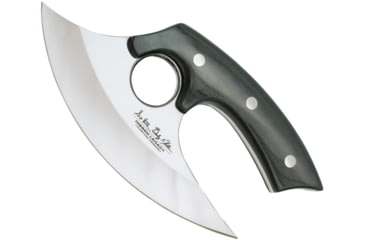 Image of Gil Hibben Legacy Ulu Fixed Blade Knife, 8in Overall, 6.5in 5Cr15Mov SS Blade, Black Pakkawood Handle, Black Leather Sheath., GH5074