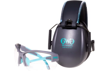 Image of Girls With Guns Assure Protective Safety Glasses &amp; Earmuffs Combo Set, Gray/Teal/Black, One Size, 2388