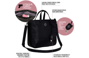 Image of Girls With Guns Concealed Casual Adventure Cross-Body Purse, Lockable Concealed Carry, Ambidextrous, Black, 11 in x 10 in x 4 in, 70635