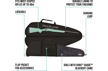 Image of Girls With Guns Midnight Lockable Rifle Case, 46in Scoped/Non-Scoped Rifle, Black/Shade Blackout Camo, 47 in x 11.25 in, 907-46