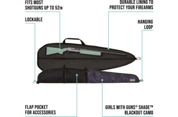 Image of Girls With Guns Midnight Lockable Shotgun Case, 52in Shotguns, Black/Shade Blackout Camo, 53 in x 8 in, 907-52