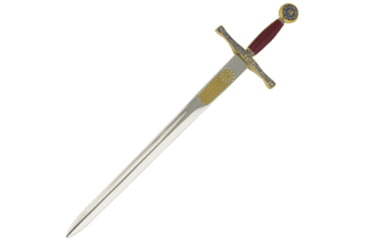 Image of Gladius Excalibur Letter Opener, 8.25 metal alloy unsharpened blade, Red synthetic and antique gold finish metal handle, 1