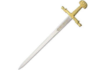 Image of Gladius Mini Charlemagne Sword, 8 unsharpened metal alloy blade, Brass finish metal alloy handle, 6
