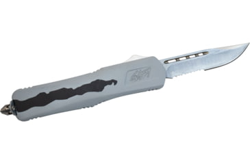 Image of GLFA Spring Assisted OTF Knife, Serrated Blade, White and Black, 8&quot;, GL-KMD-SRT P-SNO