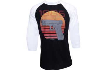 Image of Glock AP95632 Retro 1986 Medium 3/4 Sleeve T-Shirt Black/White Cotton/Polyester