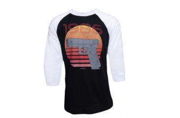 Image of Glock AP95632 Retro 1986 Medium 3/4 Sleeve T-Shirt Black/White Cotton/Polyester