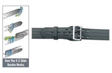 Image of Gould &amp; Goodrich E-Z Slide Duty Belt, 4 Row Stitched, 36, Nickel, Hi-Gloss, H49-36C4R