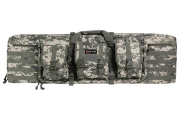Image of GPS Double Rifle Polyester Case, 42 in, Hook and Loop Fastener, Lockable Zippers, Molle Attachment System, 2 Padded Slots, Gray Digital, GPSDRC42ACU